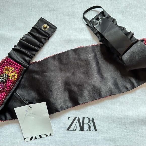 New Zara Purple Beaded Sash Belt 7521/037 Size 30 - Picture 11 of 11